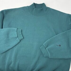 Vintage Russell Athletic Sweatshirt Medium Green 90s Blank Turtleneck Sweatshirt